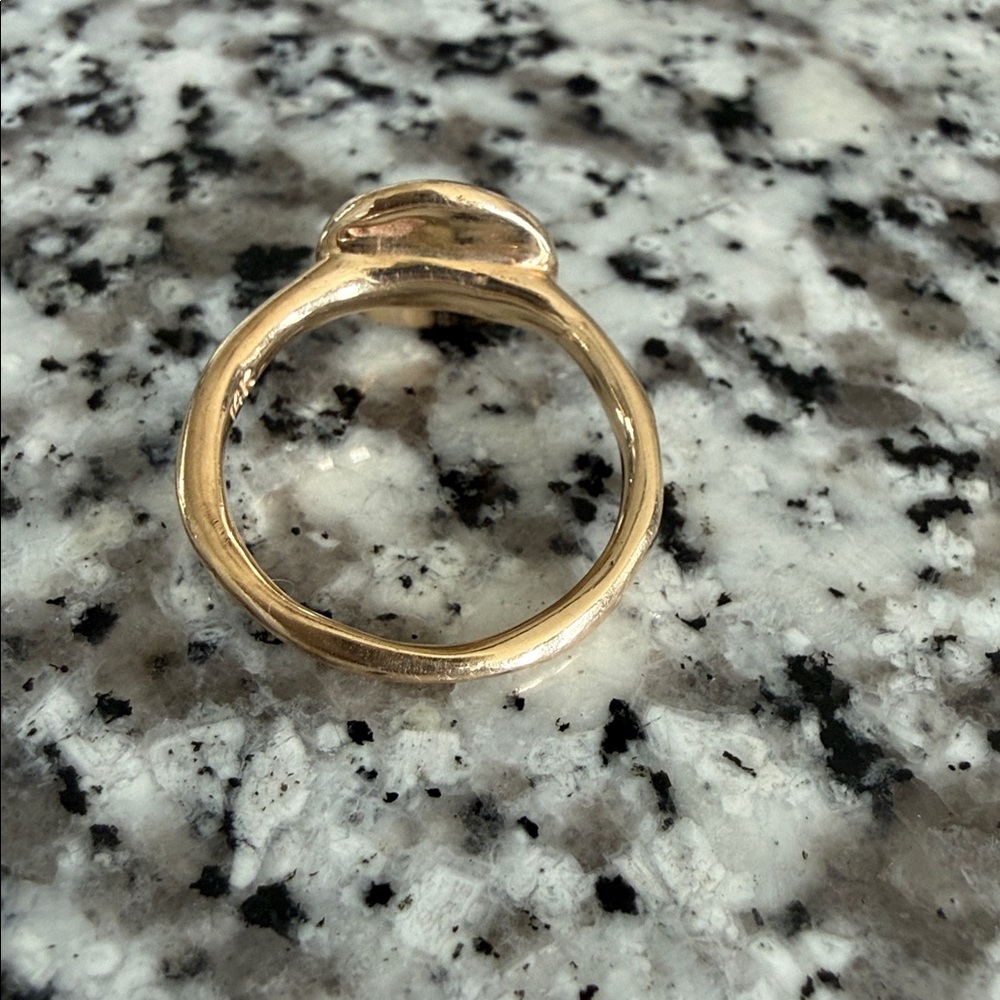 HALCYON Signet SELENE Ring 14K Solid Yellow Gold + Diamond  Sz 7 4.68g T.W. - Picture 10 of 14